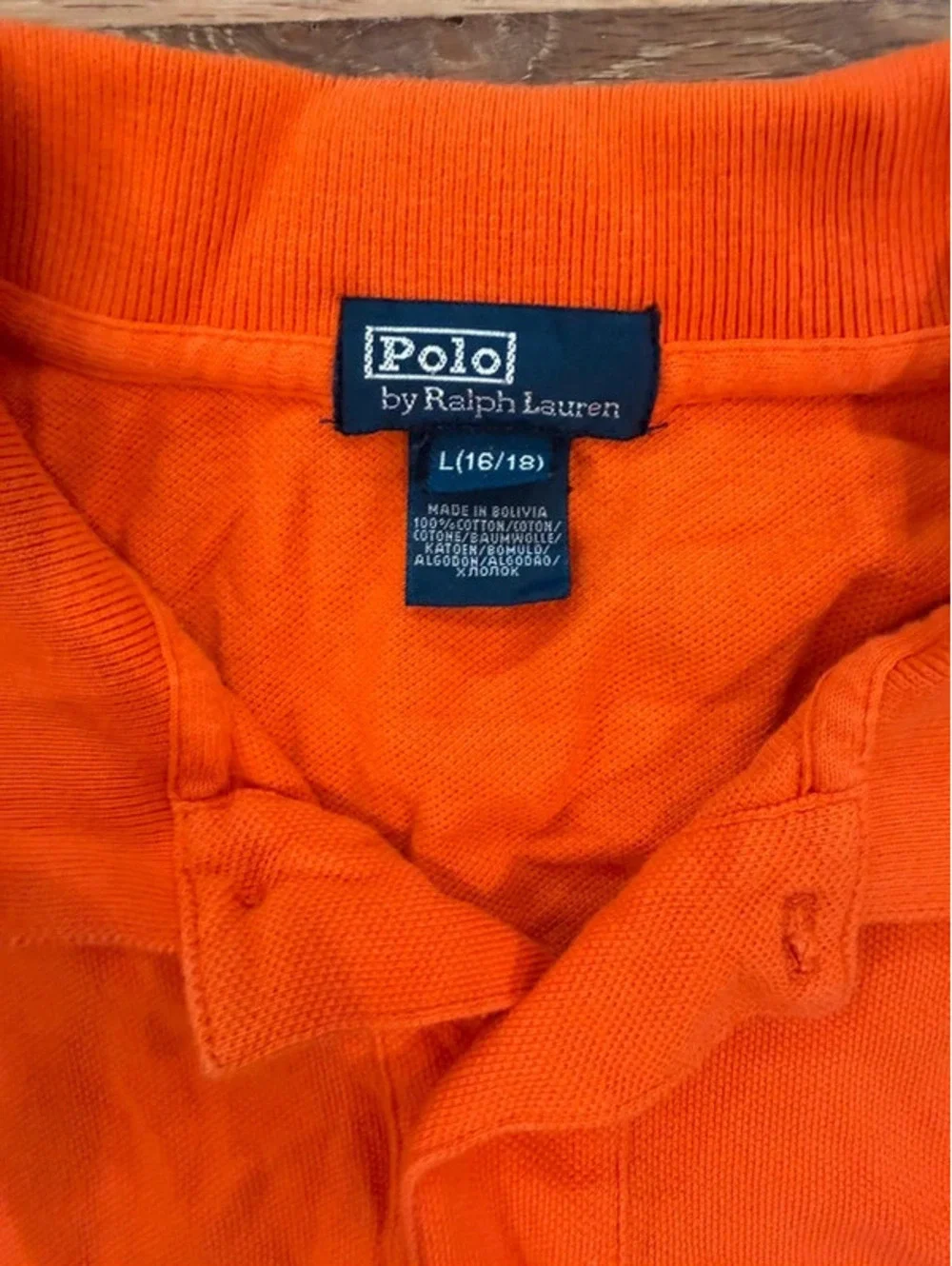 Orange Embroidered Crest Collared Short Sleeve Polo T-Shirt Size youth L (16/18)